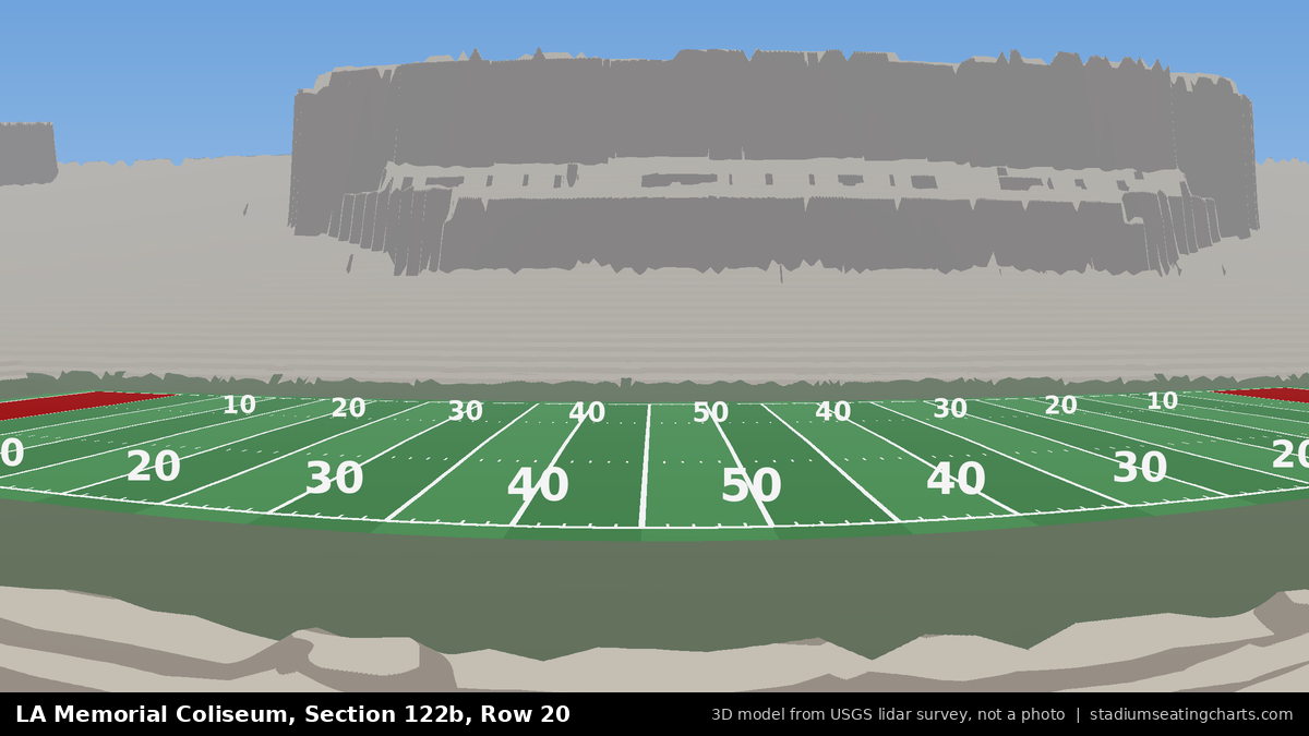 View from LA Memorial Coliseum Section 122B, Row 20, looking toward the field