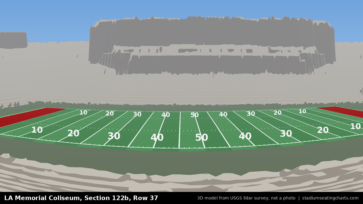 View from LA Memorial Coliseum Section 122B, Row 37, looking toward the field