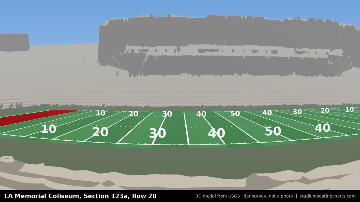 View from LA Memorial Coliseum Section 123A, Row 20, looking toward the field
