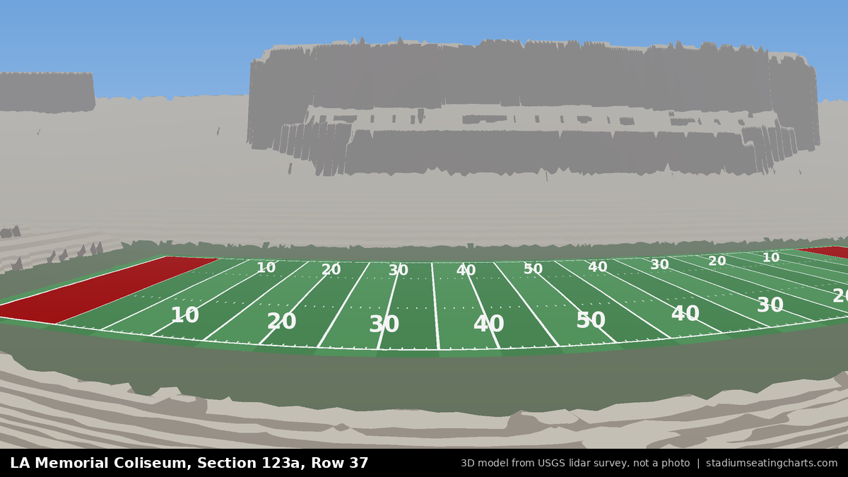 View from LA Memorial Coliseum Section 123A, Row 37, looking toward the field