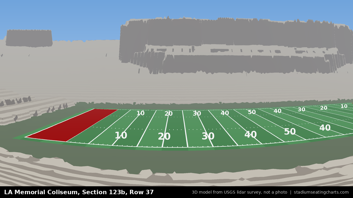 View from LA Memorial Coliseum Section 123B, Row 37, looking toward the field