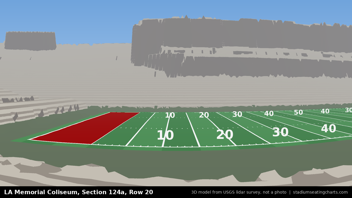 View from LA Memorial Coliseum Section 124A, Row 20, looking toward the field
