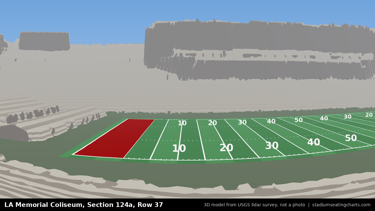 View from LA Memorial Coliseum Section 124A, Row 37, looking toward the field