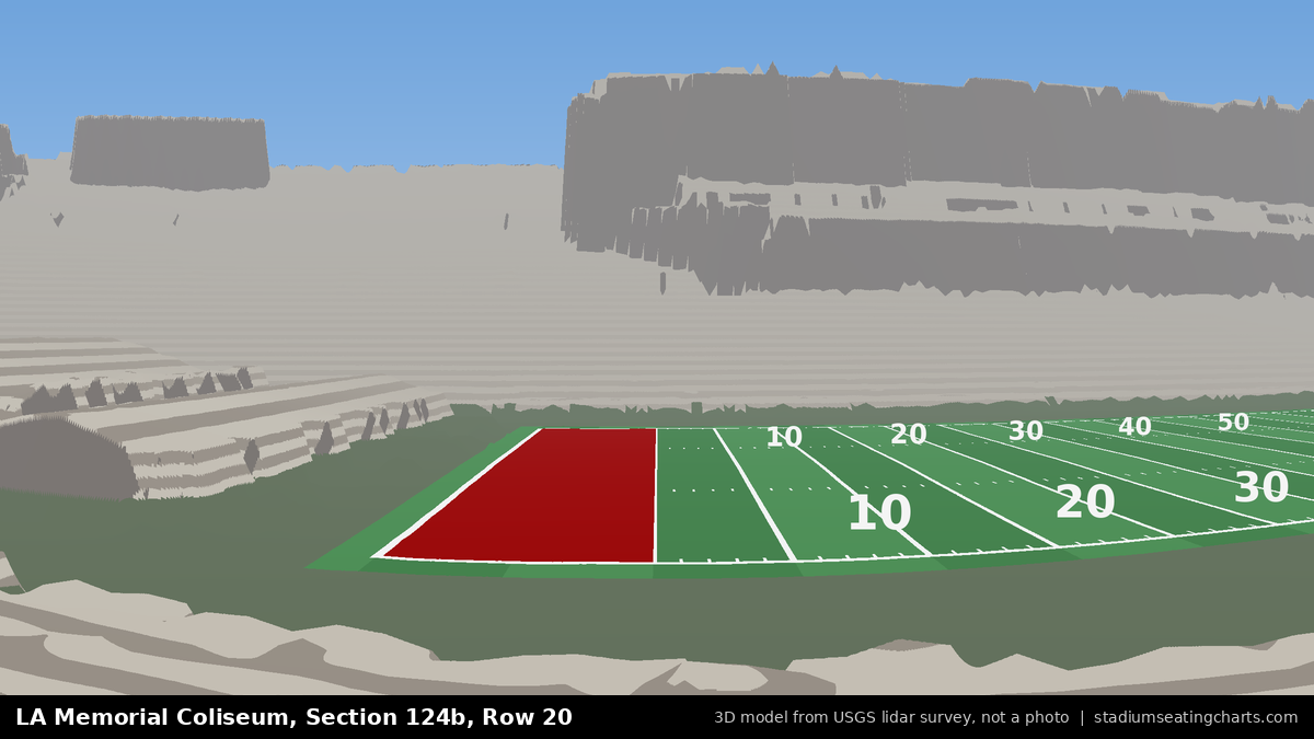View from LA Memorial Coliseum Section 124B, Row 20, looking toward the field