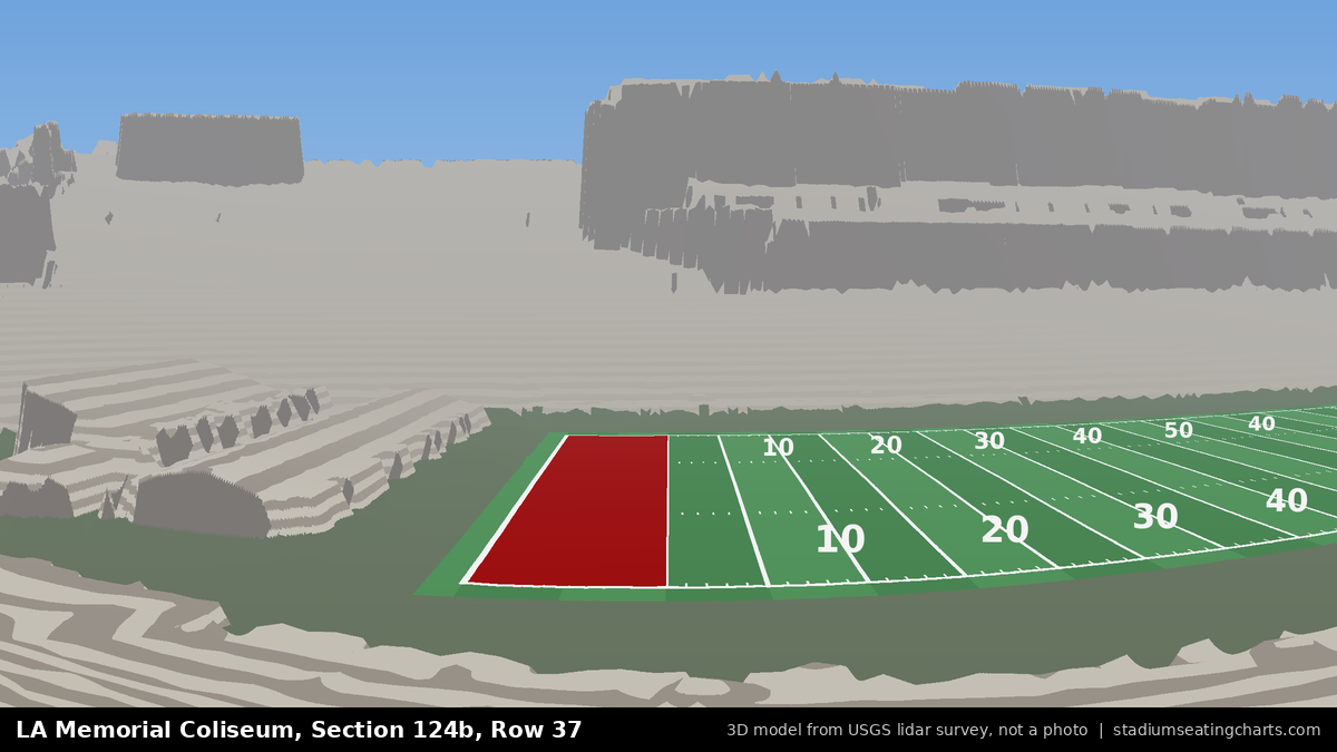View from LA Memorial Coliseum Section 124B, Row 37, looking toward the field