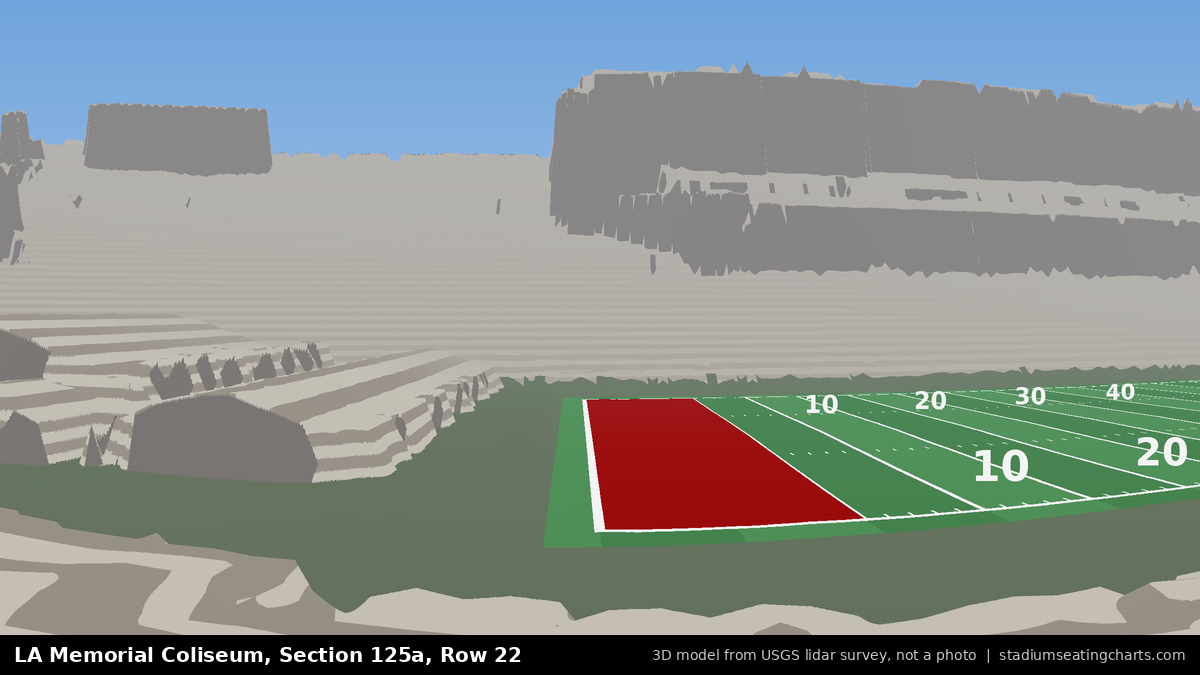 View from LA Memorial Coliseum Section 125A, Row 22, looking toward the field