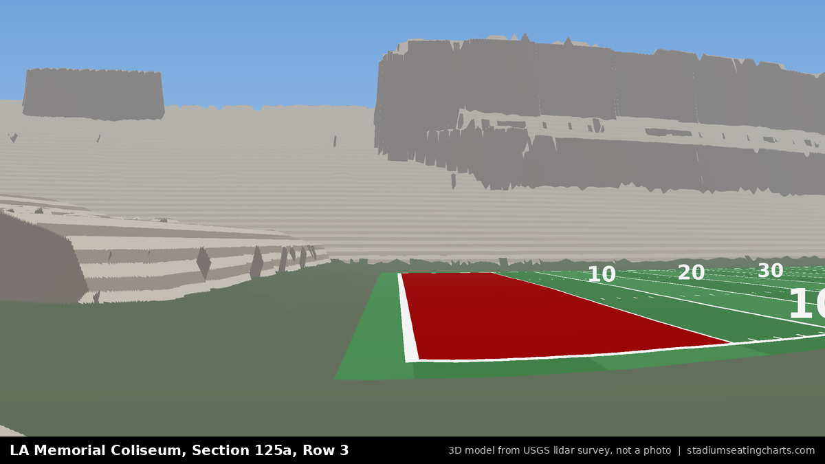 View from LA Memorial Coliseum Section 125A, Row 3, looking toward the field