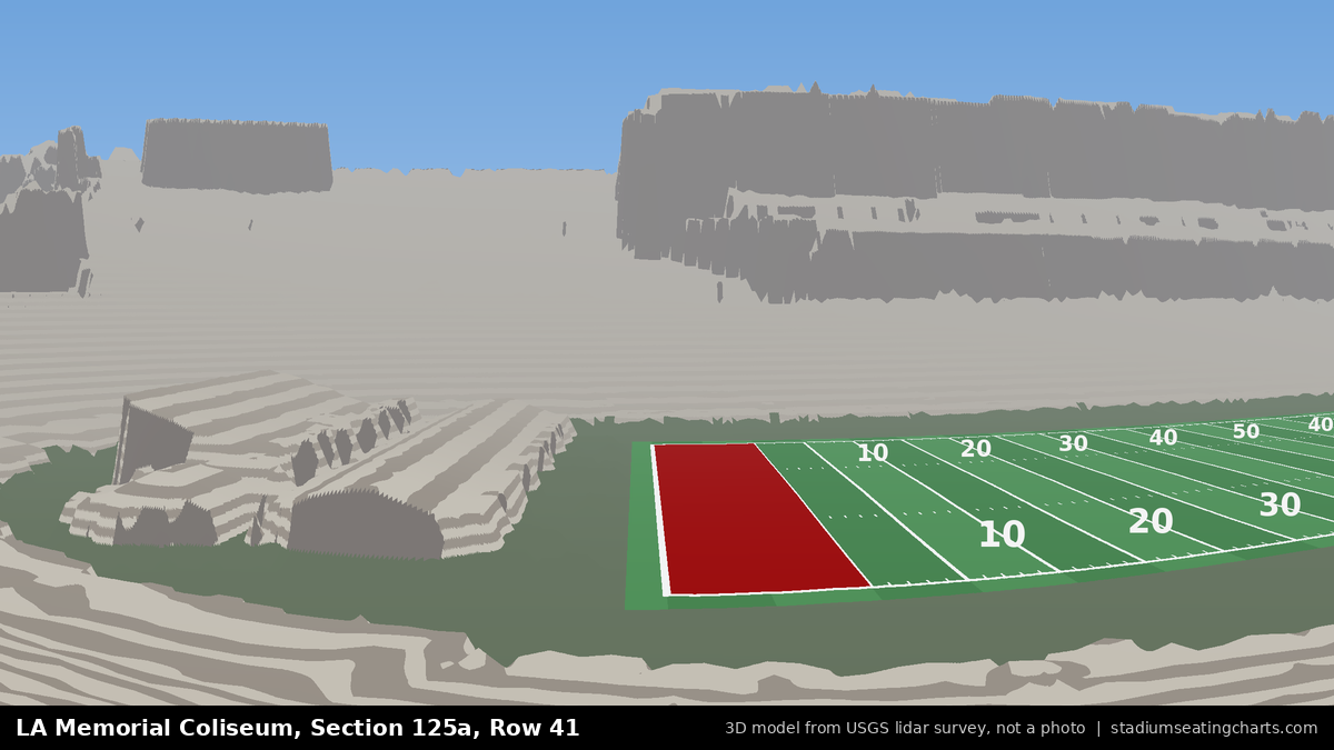 View from LA Memorial Coliseum Section 125A, Row 41, looking toward the field