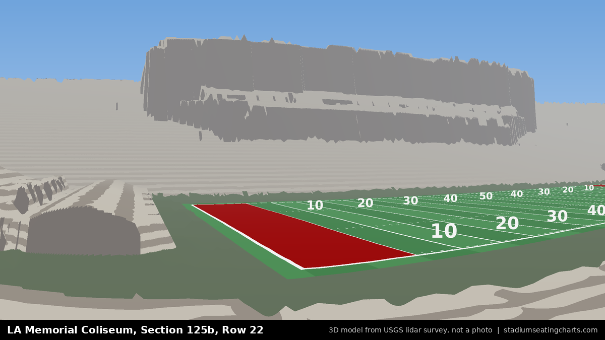 View from LA Memorial Coliseum Section 125B, Row 22, looking toward the field