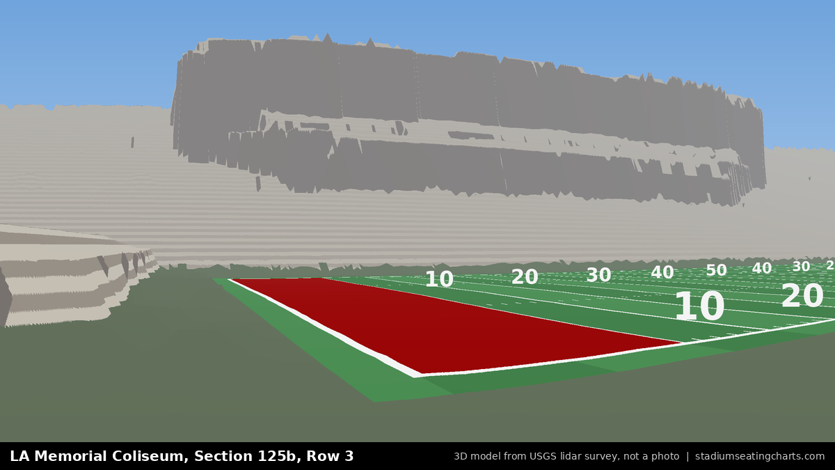 View from LA Memorial Coliseum Section 125B, Row 3, looking toward the field
