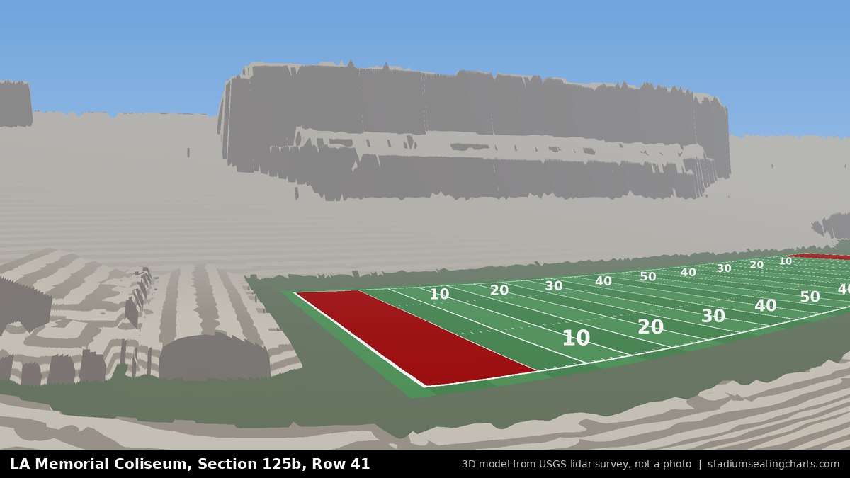 View from LA Memorial Coliseum Section 125B, Row 41, looking toward the field