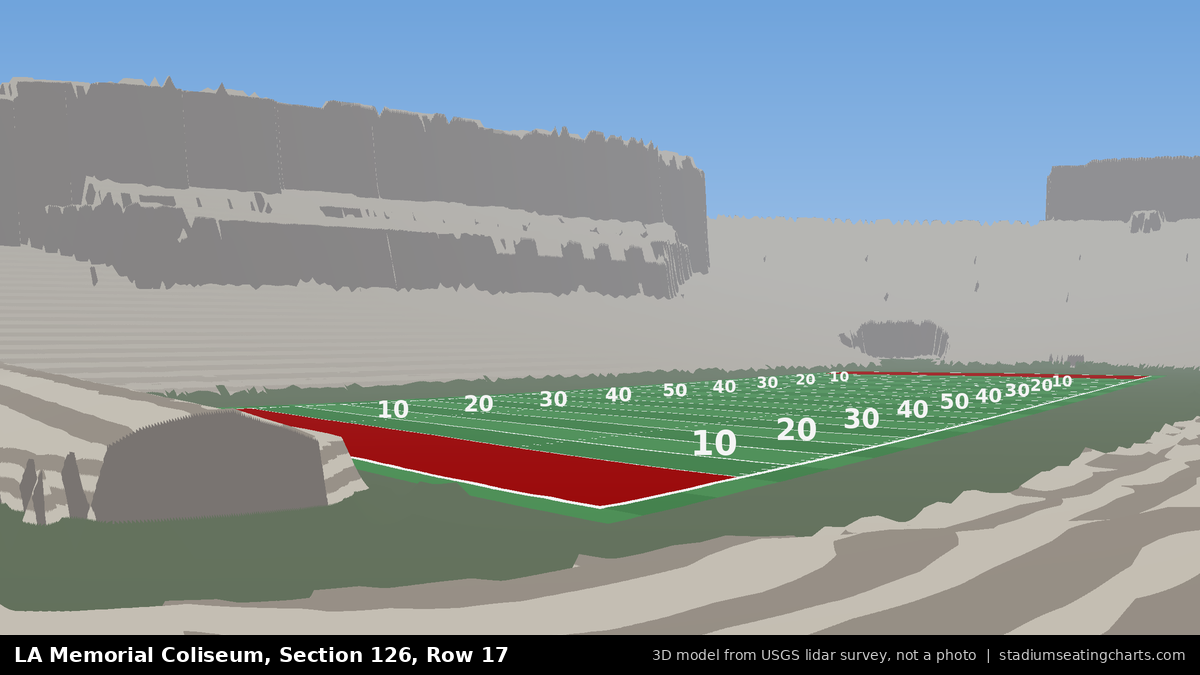 View from LA Memorial Coliseum Section 126, Row 17, looking toward the field