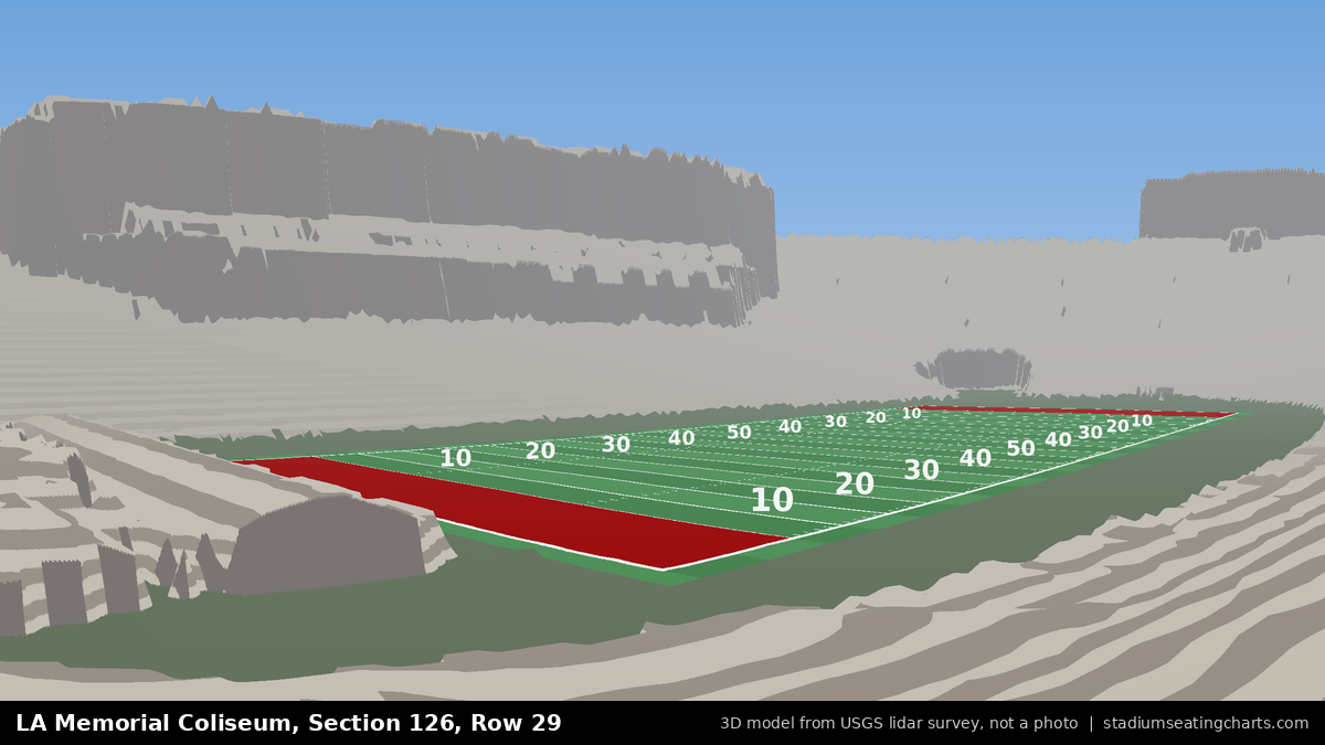View from LA Memorial Coliseum Section 126, Row 29, looking toward the field