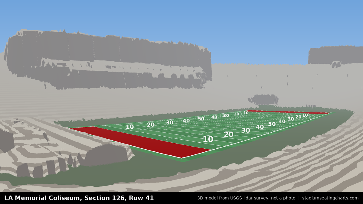 View from LA Memorial Coliseum Section 126, Row 41, looking toward the field