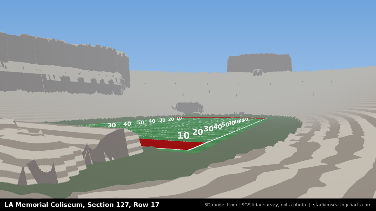 View from LA Memorial Coliseum Section 127, Row 17, looking toward the field