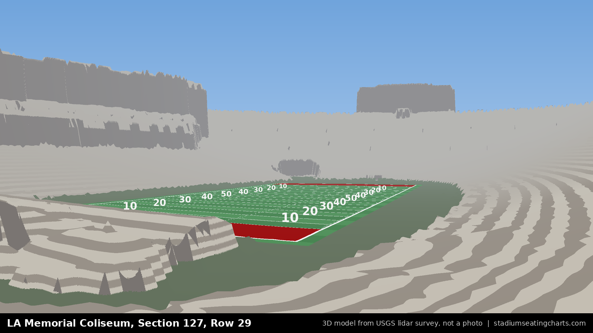 View from LA Memorial Coliseum Section 127, Row 29, looking toward the field