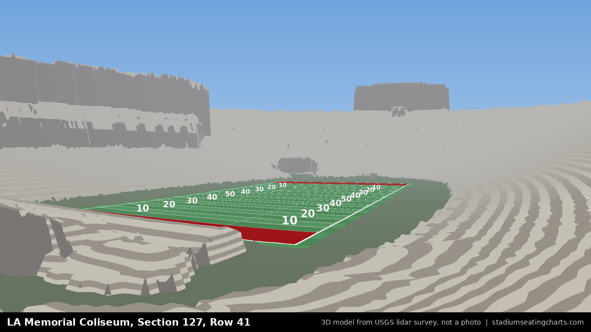 View from LA Memorial Coliseum Section 127, Row 41, looking toward the field