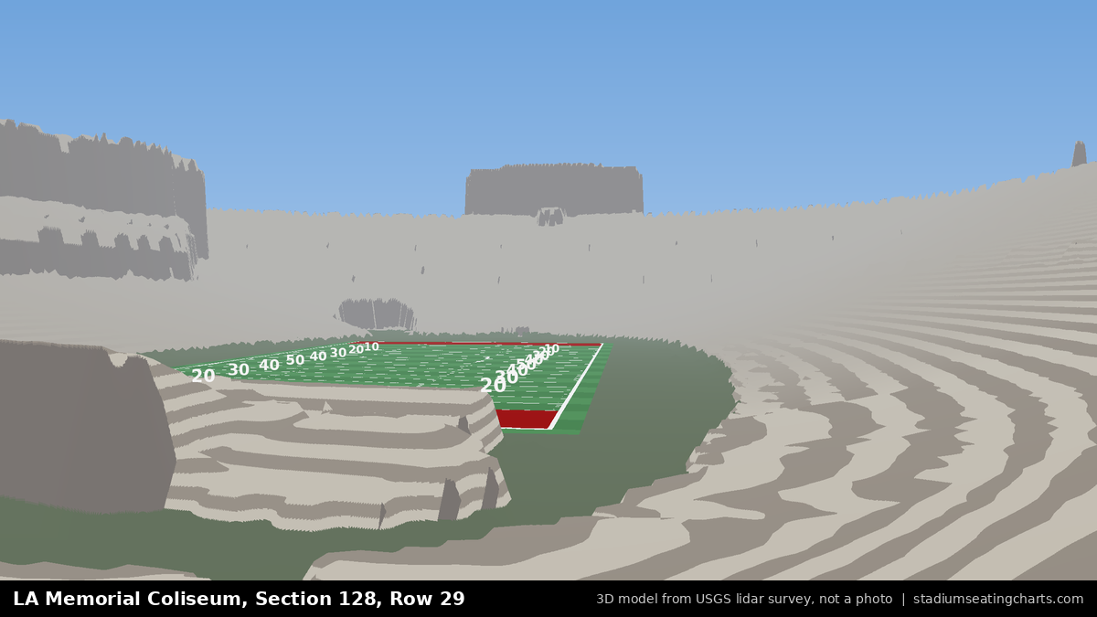 View from LA Memorial Coliseum Section 128, Row 29, looking toward the field