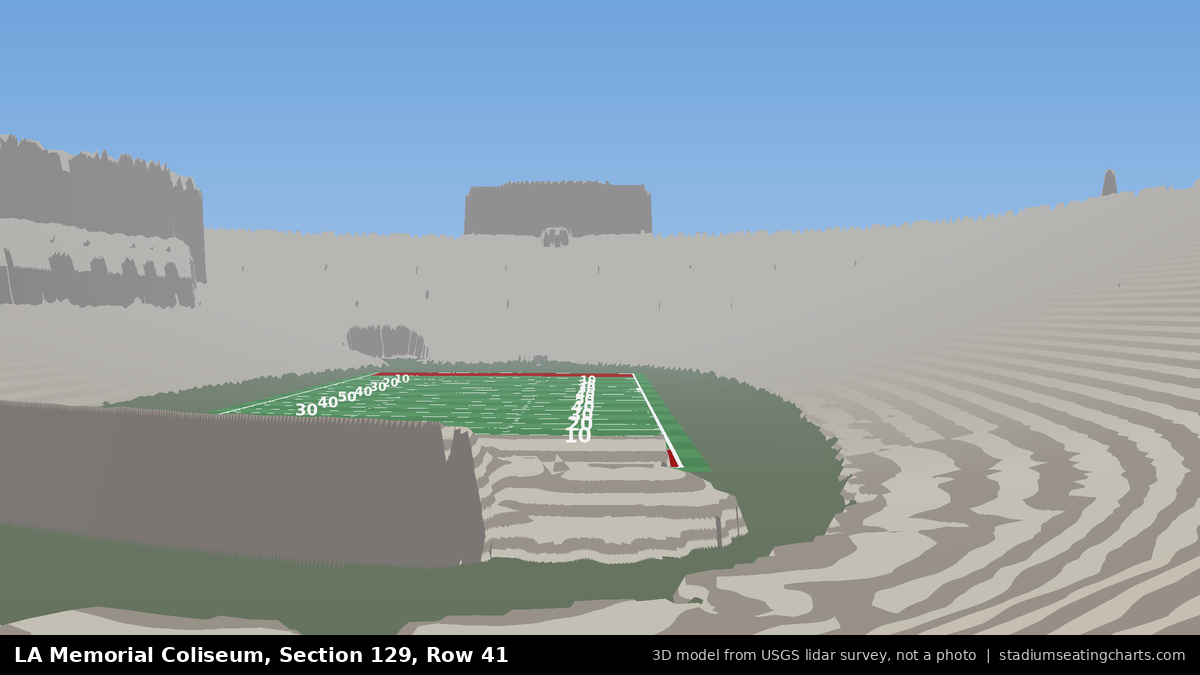 View from LA Memorial Coliseum Section 129, Row 41, looking toward the field