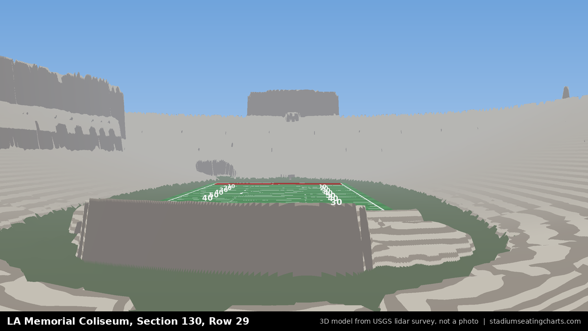 View from LA Memorial Coliseum Section 130, Row 29, looking toward the field