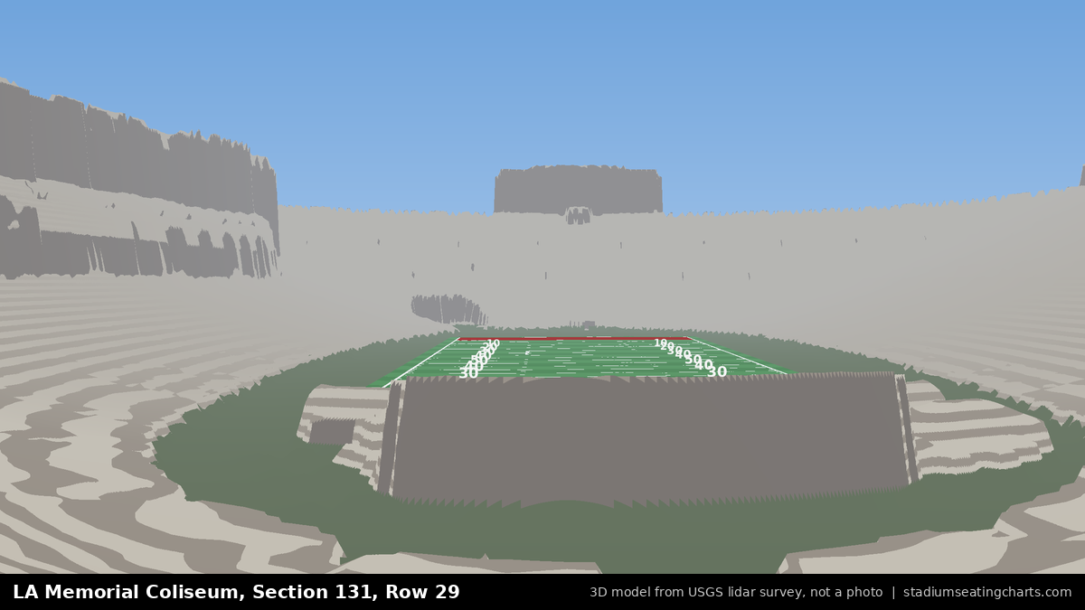 View from LA Memorial Coliseum Section 131, Row 29, looking toward the field