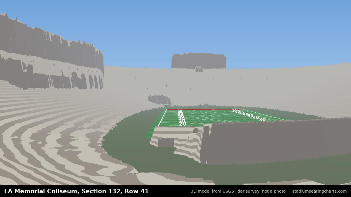 View from LA Memorial Coliseum Section 132, Row 41, looking toward the field