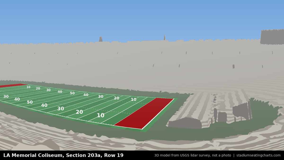 View from LA Memorial Coliseum Section 203A, Row 19, looking toward the field