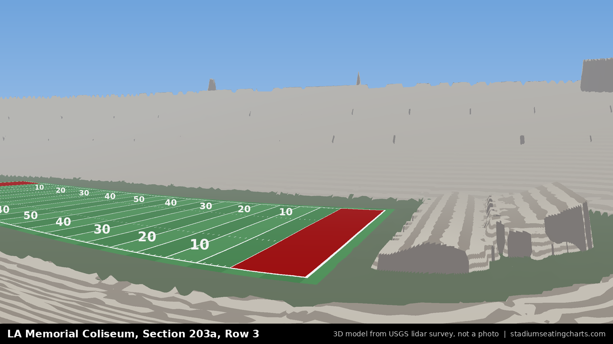 View from LA Memorial Coliseum Section 203A, Row 3, looking toward the field
