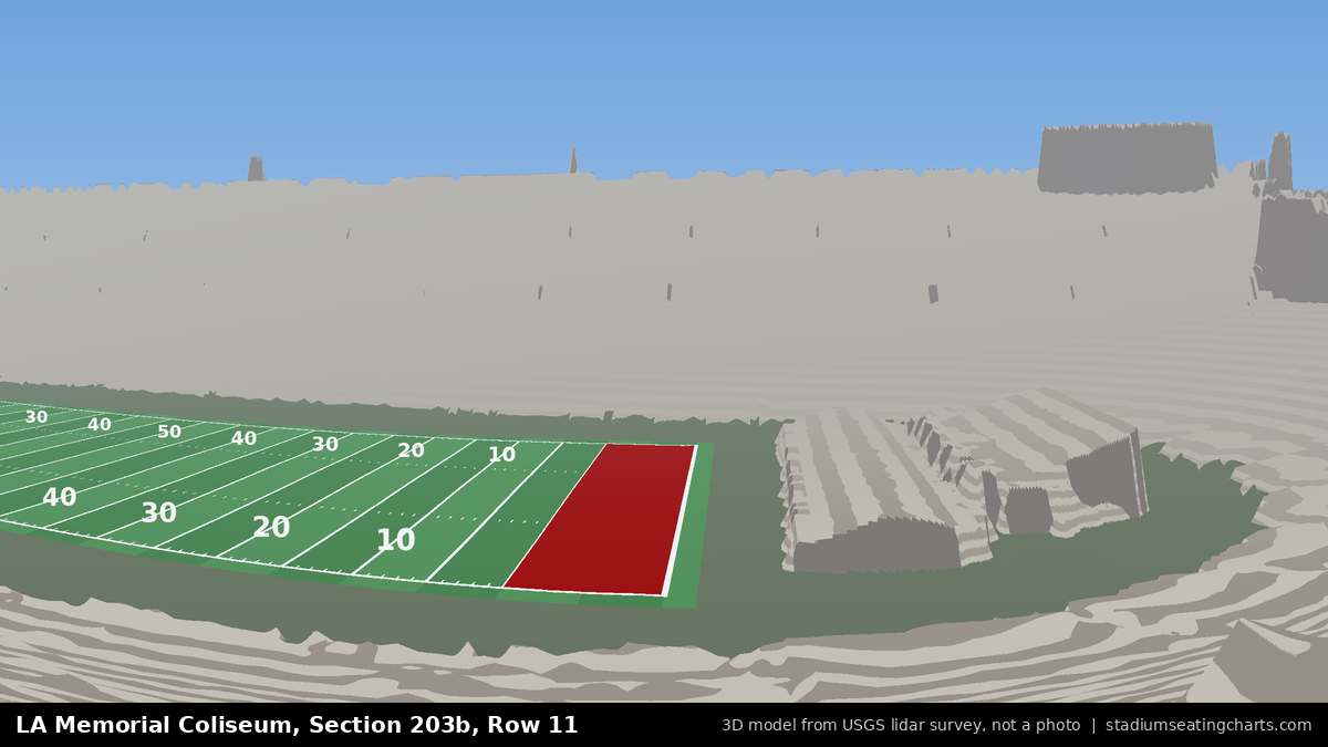 View from LA Memorial Coliseum Section 203B, Row 11, looking toward the field