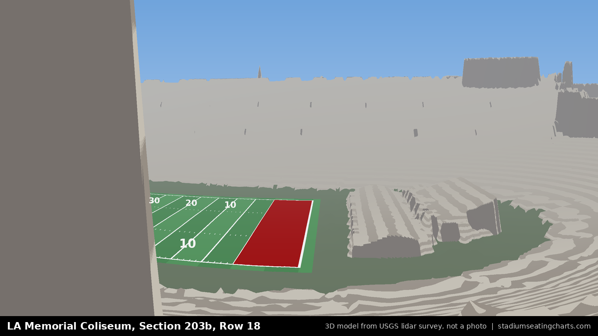 View from LA Memorial Coliseum Section 203B, Row 18, looking toward the field