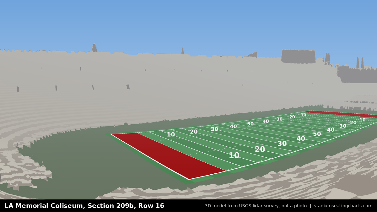 View from LA Memorial Coliseum Section 209B, Row 16, looking toward the field