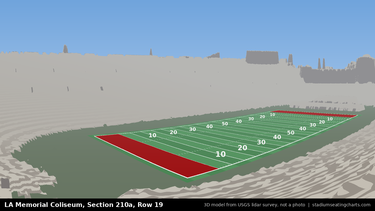 View from LA Memorial Coliseum Section 210A, Row 19, looking toward the field