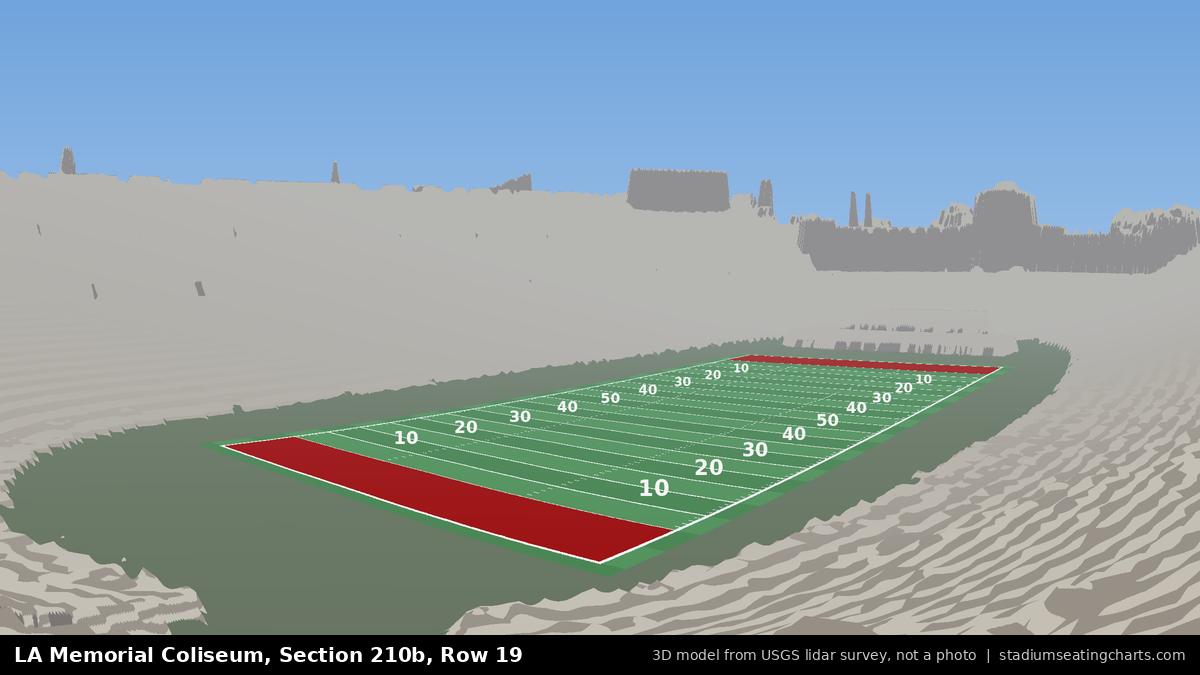 View from LA Memorial Coliseum Section 210B, Row 19, looking toward the field