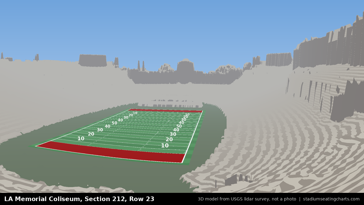 View from LA Memorial Coliseum Section 212, Row 23, looking toward the field