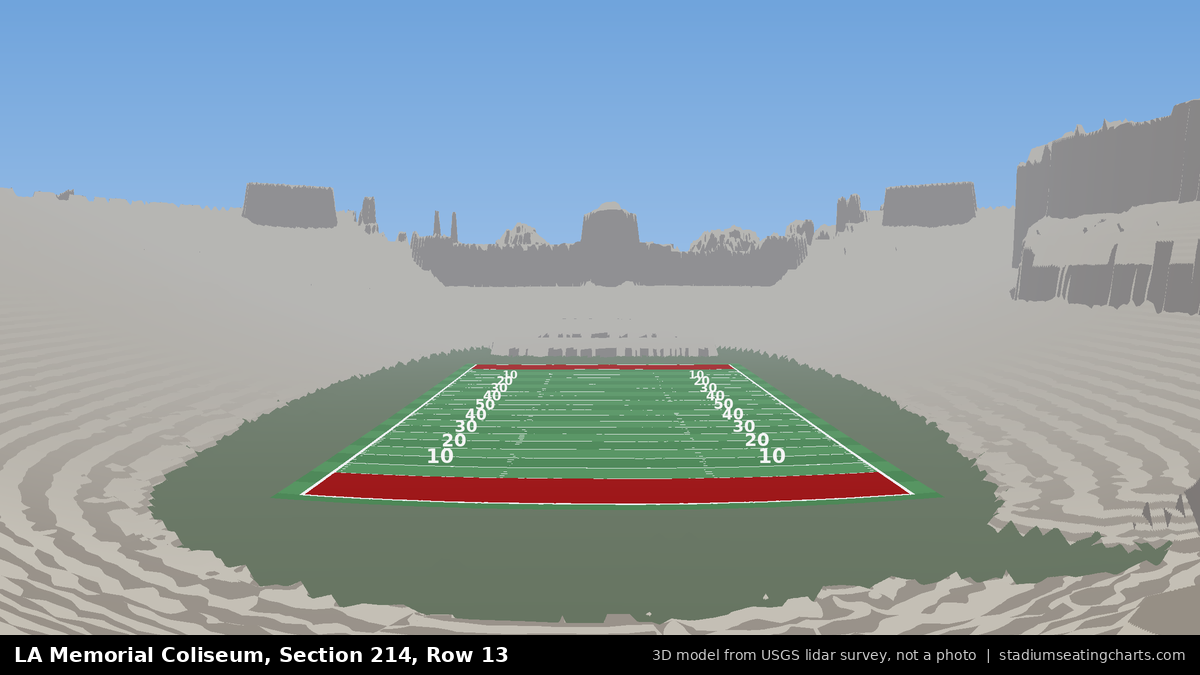 View from LA Memorial Coliseum Section 214, Row 13, looking toward the field