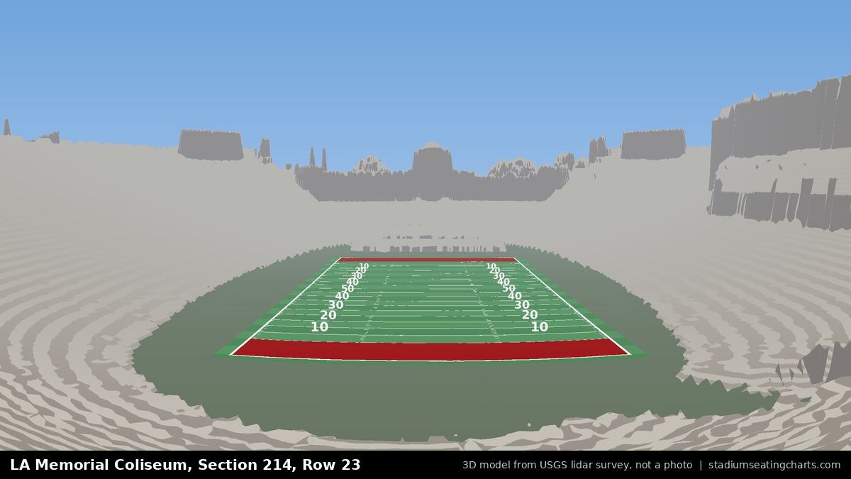 View from LA Memorial Coliseum Section 214, Row 23, looking toward the field