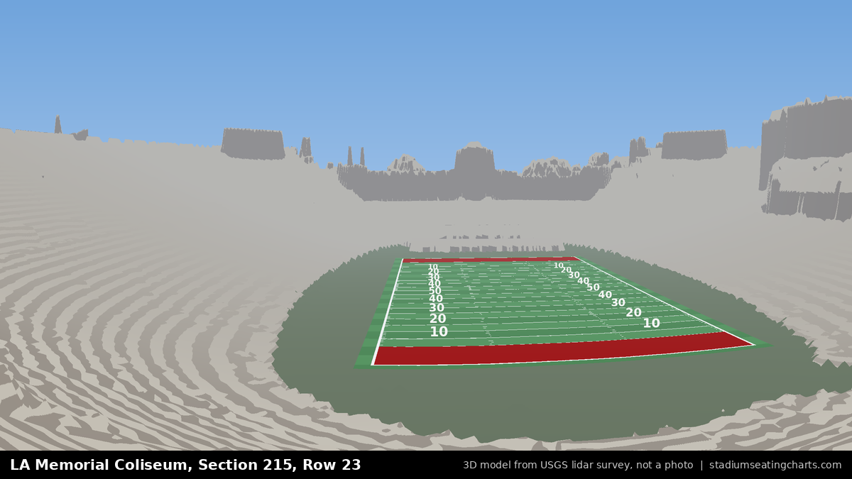 View from LA Memorial Coliseum Section 215, Row 23, looking toward the field