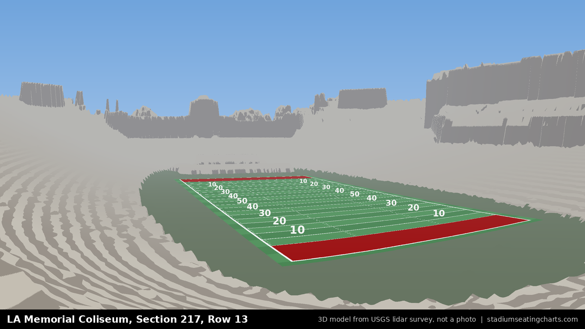 View from LA Memorial Coliseum Section 217, Row 13, looking toward the field