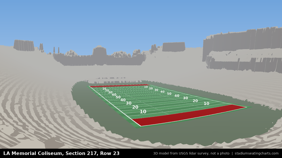 View from LA Memorial Coliseum Section 217, Row 23, looking toward the field