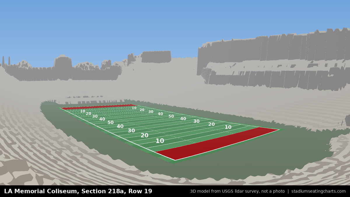 View from LA Memorial Coliseum Section 218A, Row 19, looking toward the field