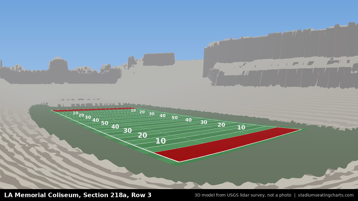 View from LA Memorial Coliseum Section 218A, Row 3, looking toward the field
