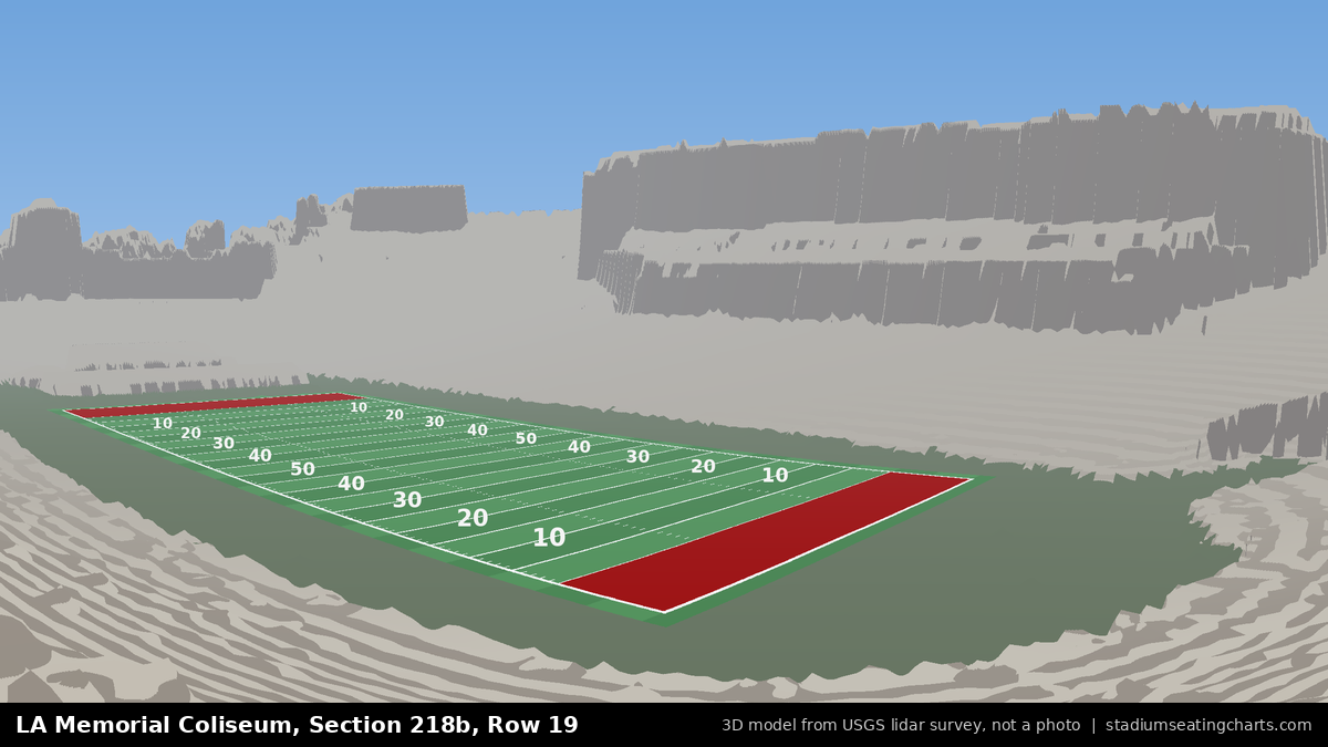 View from LA Memorial Coliseum Section 218B, Row 19, looking toward the field