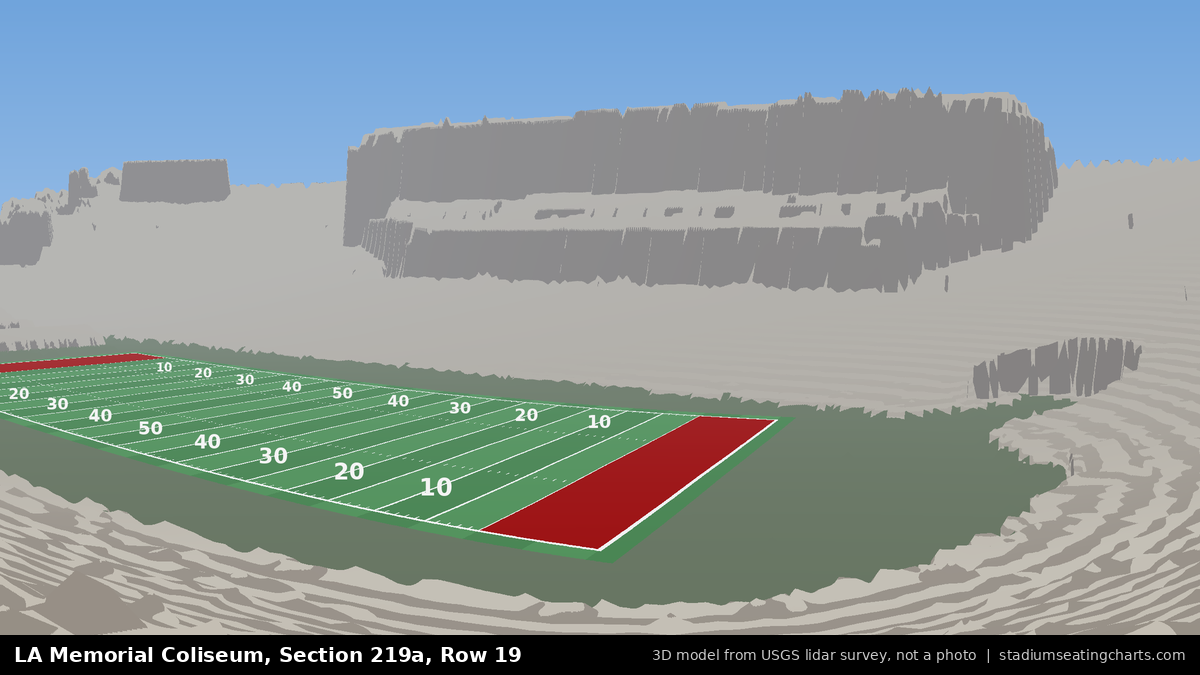 View from LA Memorial Coliseum Section 219A, Row 19, looking toward the field
