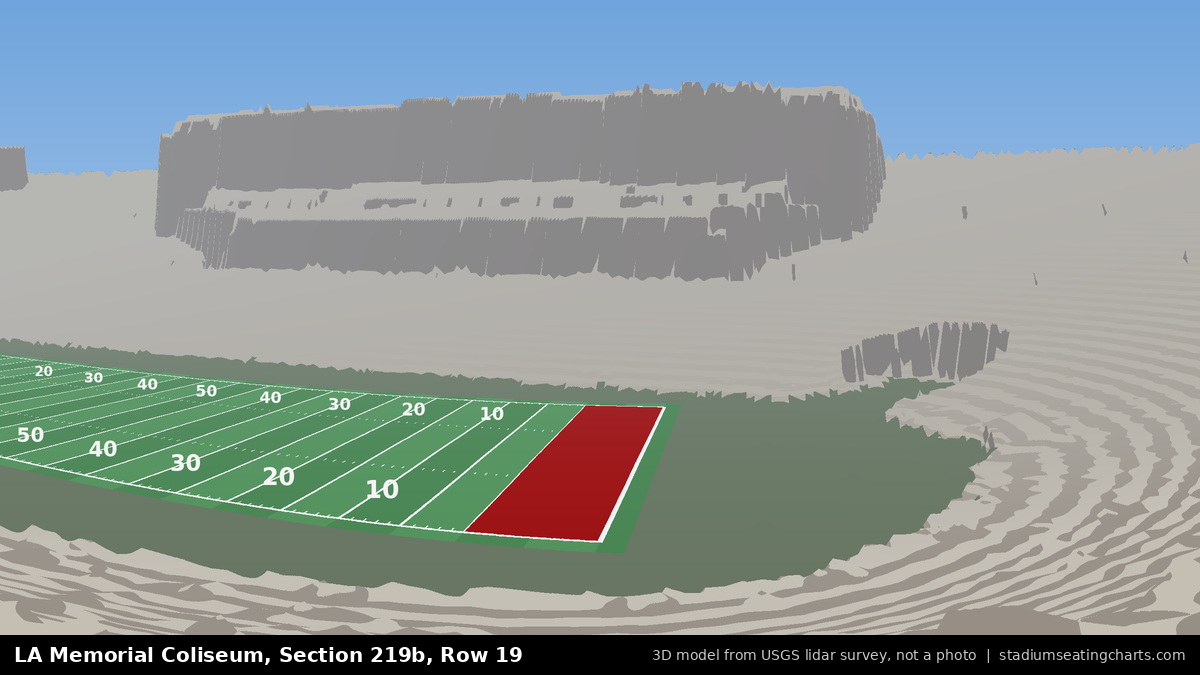 View from LA Memorial Coliseum Section 219B, Row 19, looking toward the field