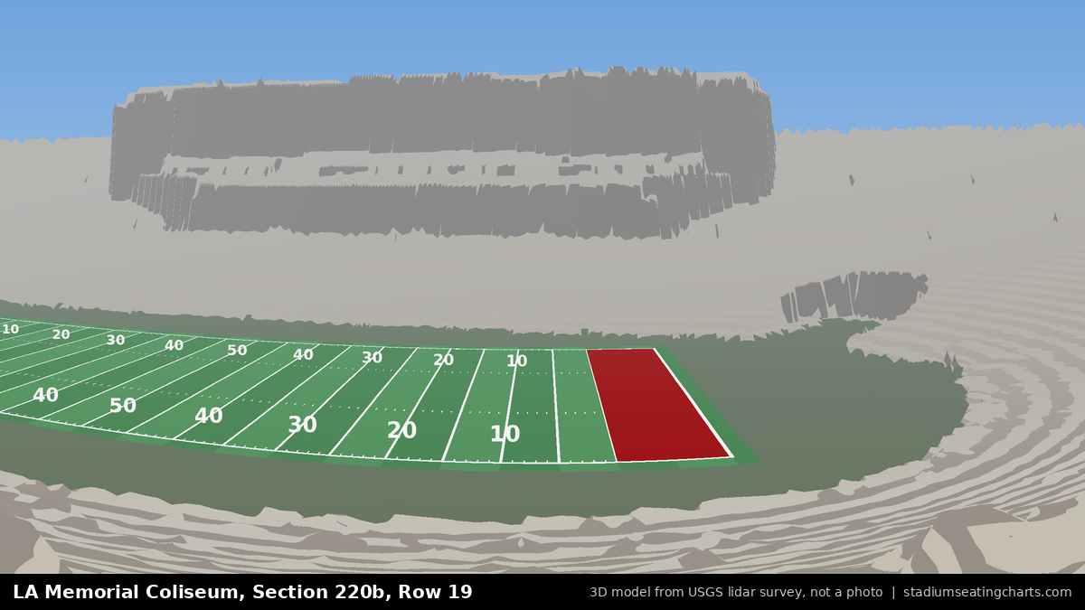 View from LA Memorial Coliseum Section 220B, Row 19, looking toward the field