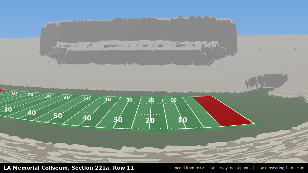 View from LA Memorial Coliseum Section 221A, Row 11, looking toward the field