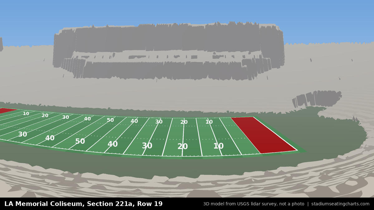View from LA Memorial Coliseum Section 221A, Row 19, looking toward the field