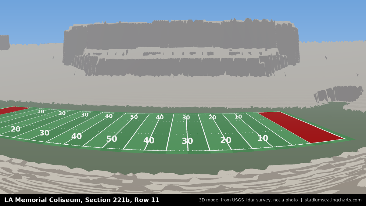 View from LA Memorial Coliseum Section 221B, Row 11, looking toward the field