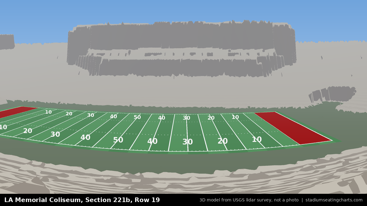 View from LA Memorial Coliseum Section 221B, Row 19, looking toward the field