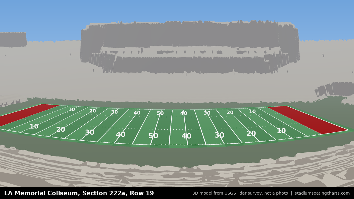 View from LA Memorial Coliseum Section 222A, Row 19, looking toward the field